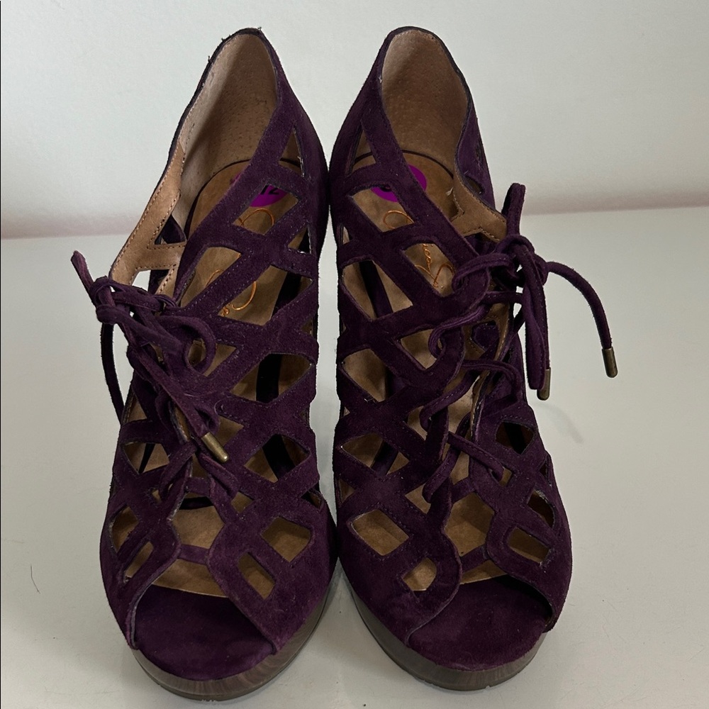 Jessica Simpson Deep Purple Lace-Up Heels